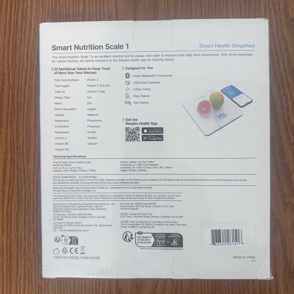 Renpho Smart Nutrition Scale 1 with Bluetooth Connectivity - Picture 2 of 3